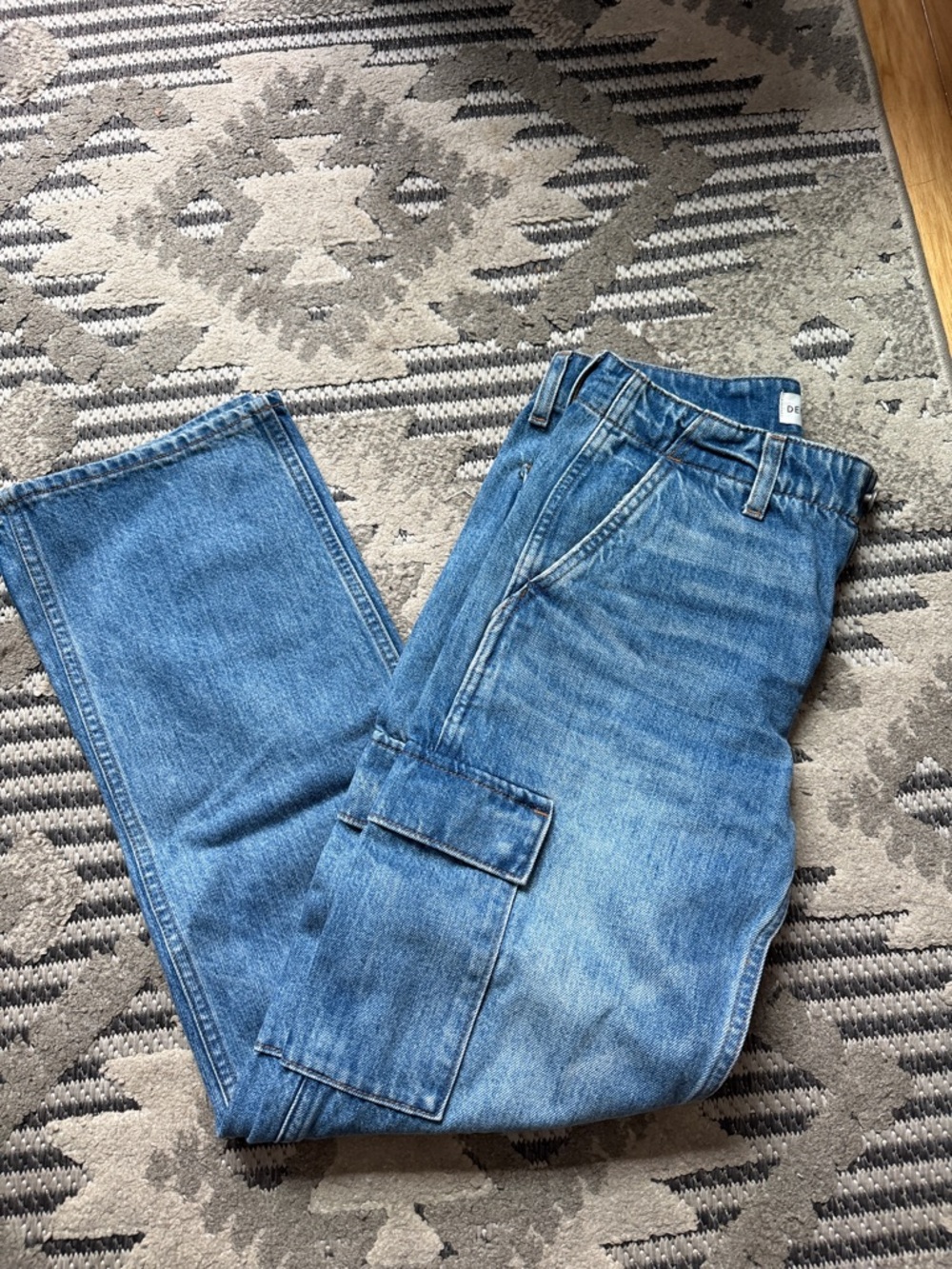 Aritzia Blue Denim Cargo Jeans